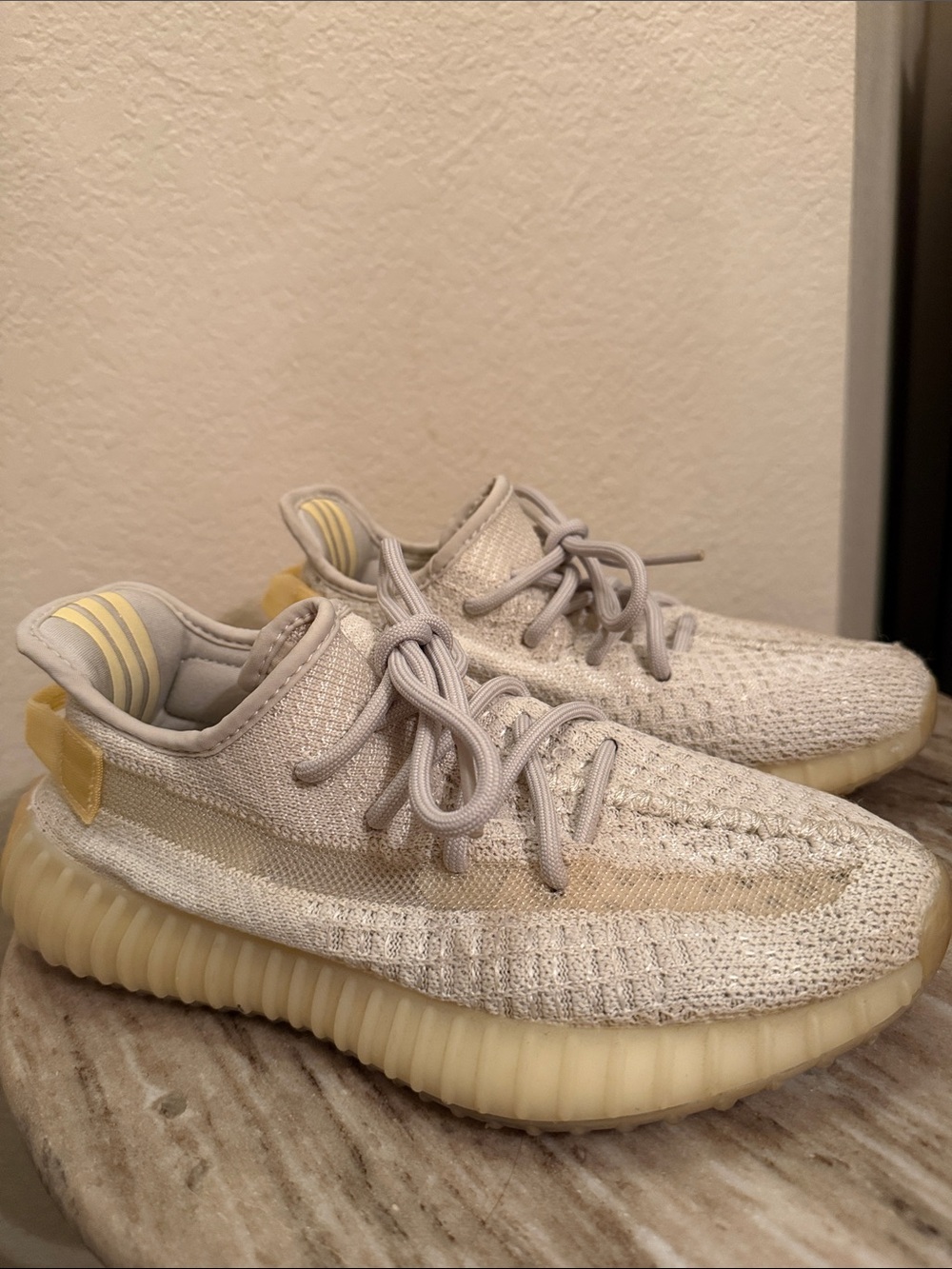 Yeezy Kids Athletic Sneakers in Cream and Light Yellow